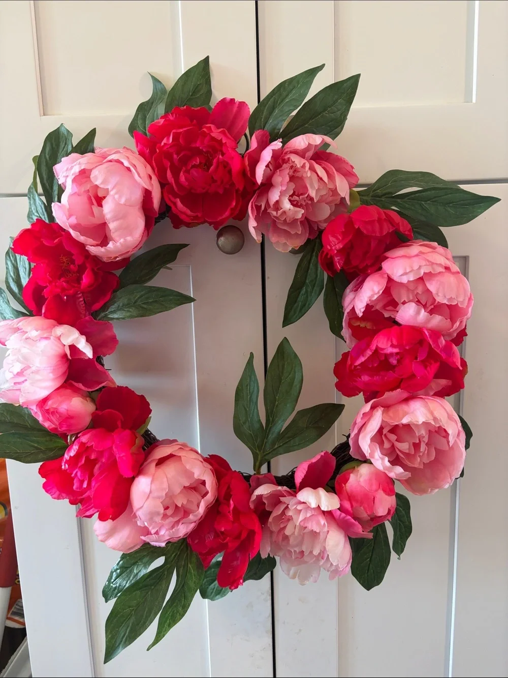 Pink & Red Faux Peony Wreath - Home Accents Gorgeous Large 18’ by 18’